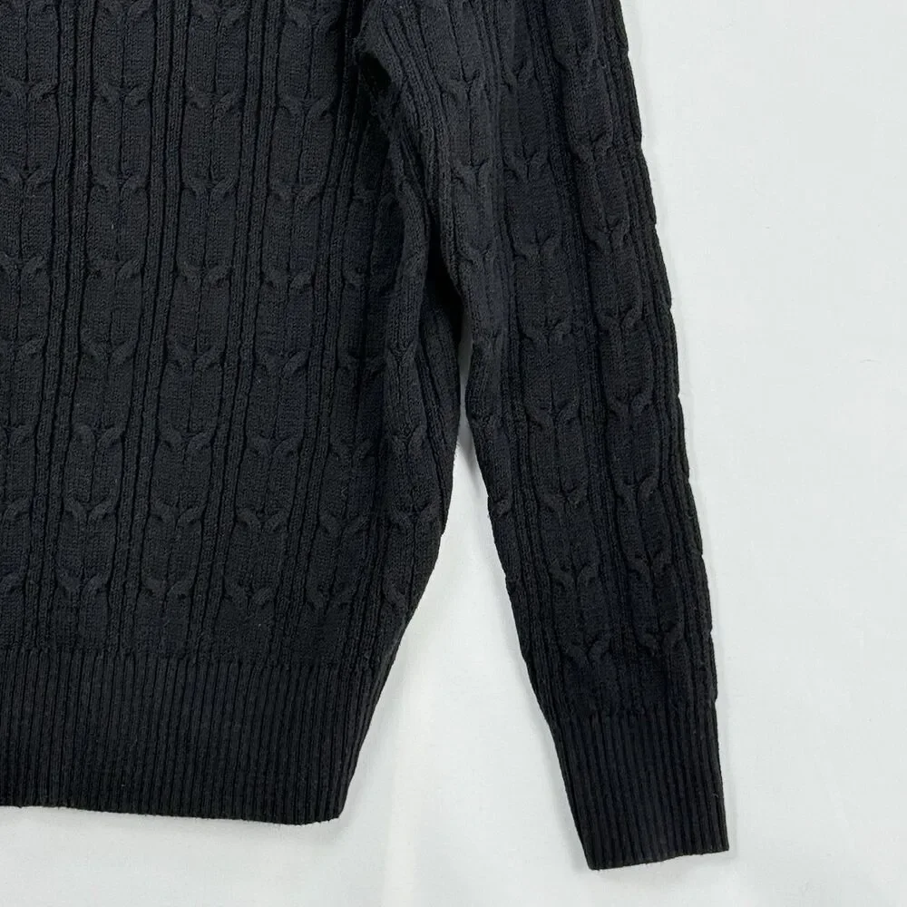 St John's Bay Women's Long Sleeve Cable Knit Sweater Size Small Black